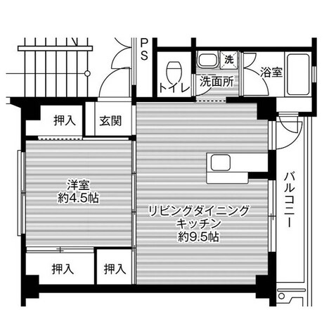 ビレッジハウス万富2号棟 (304号室)の物件間取画像